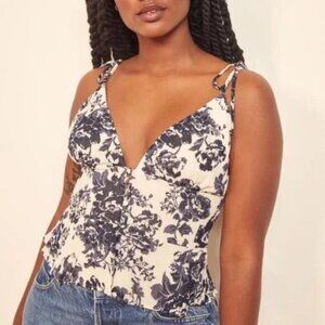 Reformation - Floral Print V-Neck Crop Top